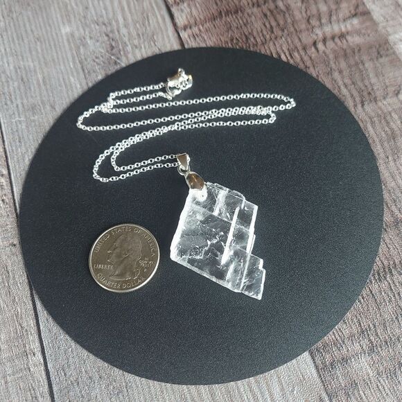 Optical Calcite Necklace Viking Sunstone Crystal Pendant - Picture 7 of 7